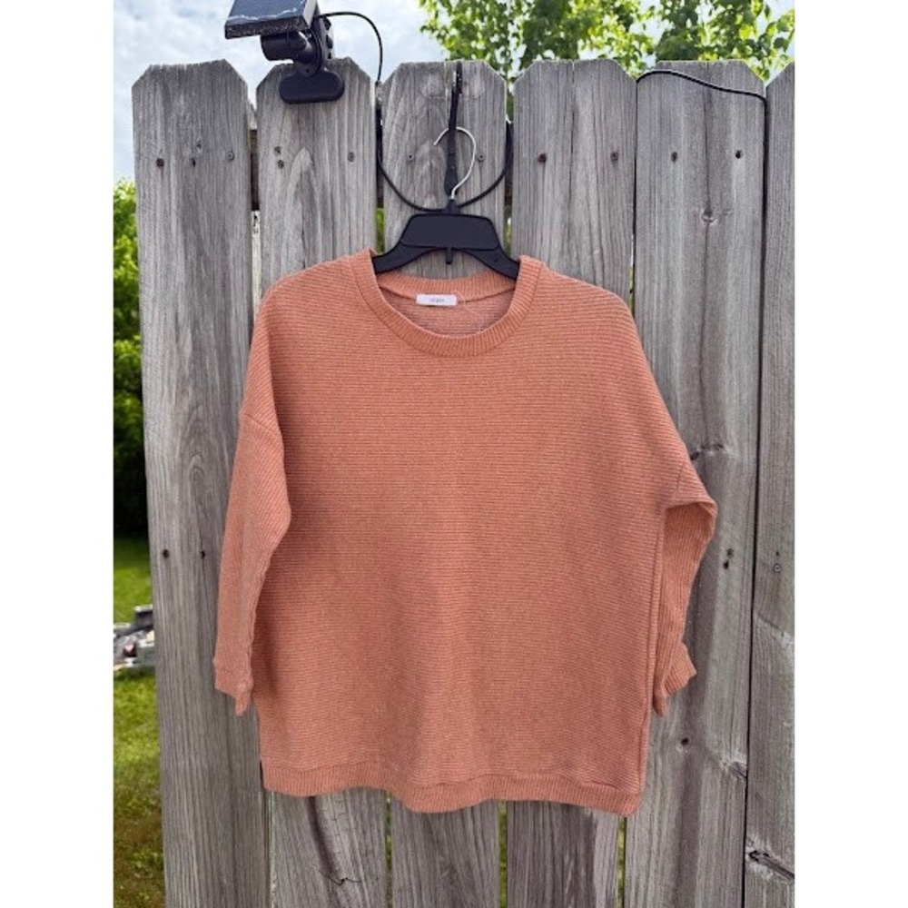 Cherish Terracotta Orange Ribbed Knit Boxy Crewneck Sweater Womens Medium